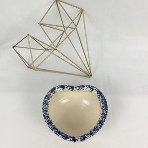 Cream & Blue Heart Shaped Bowl